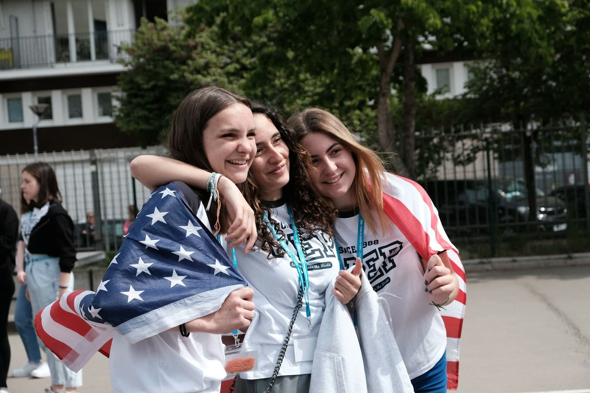 Students share a moment of friendship during a Student exchange programme, with cultural exchange, new relationships and an international spirit.