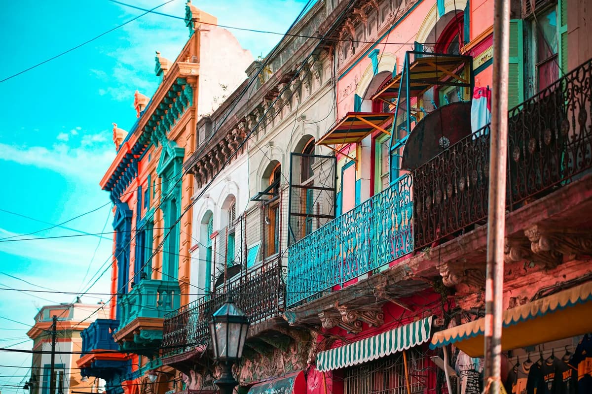 Colourful buildings in Buenos Aires representing everyday urban life during a school programme experience in Argentina.