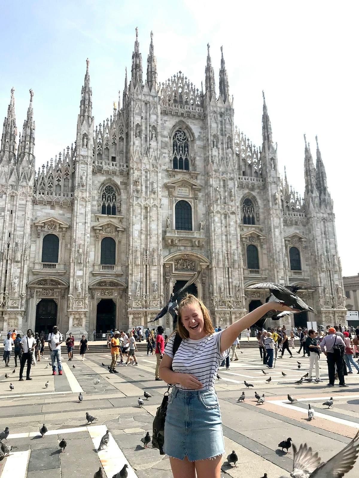 Student in Milan during a school exchange programme in Italy, experiencing local culture and daily life.