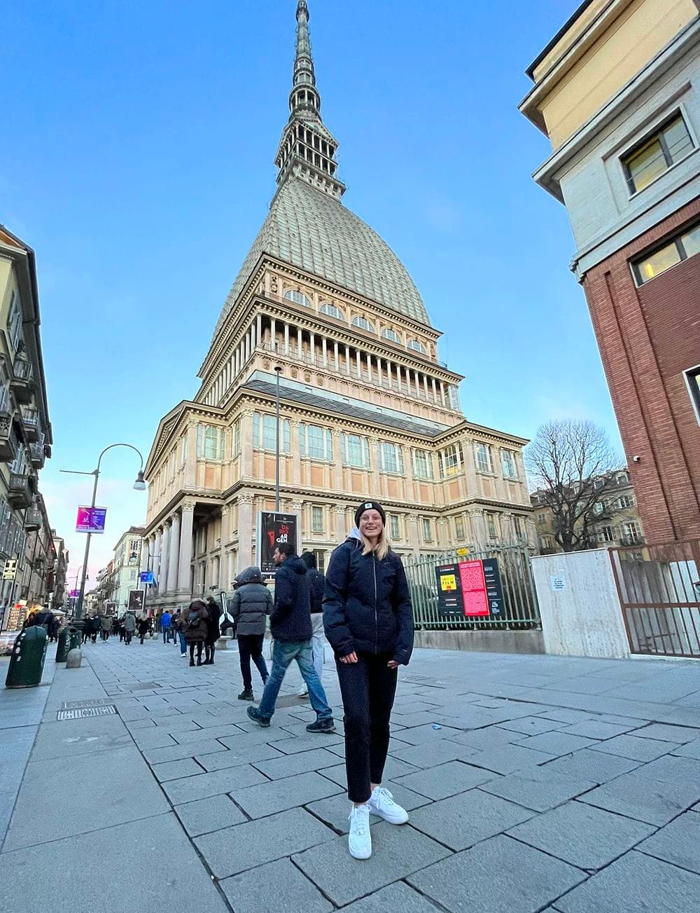 Student in Turin during a school exchange programme in Italy, experiencing urban life and culture.