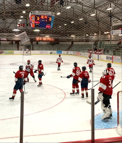 Ice hockey match at a Canadian school during an exchange programme.